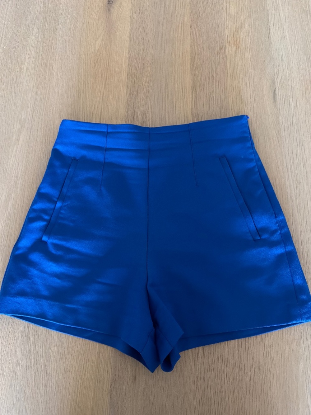 Blue high rise shorts Zara